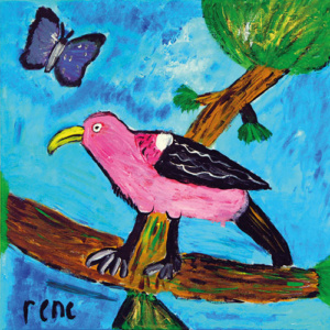 Schilderij Roze vogel