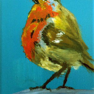 Kleurig vogeltje op canvas