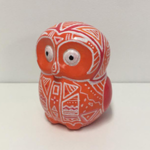 spaarpot oranje uiltje met tribal tekening