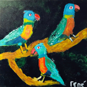 Schilderij Papagaaitjes