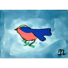 Schilderij Blauwe vleugel