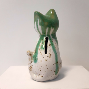 Spaarpot kat gespikkeld met groen