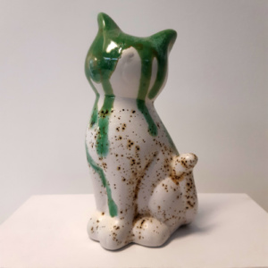 Spaarpot kat gespikkeld met groen