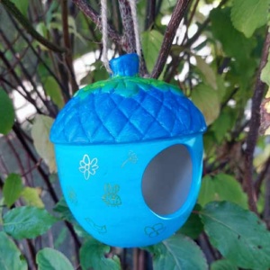 Vogelvoederhouder blauw eikeltje