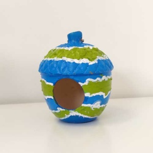 Vogelvoederhouder blauw groen eikeltje