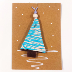 Setje kerstkaarten wollig boompje