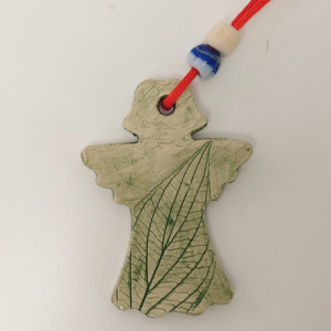 keramiek kerstengel hanger groen