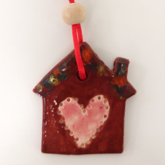 keramiek hanger huisje hart