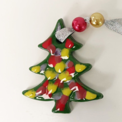 keramiek kerstboom groen met ballen