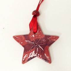keramiek ster hanger paarse kerst
