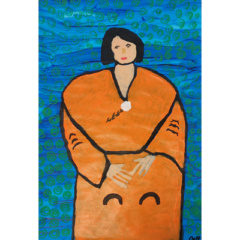 Schilderij Dame in kimono 1