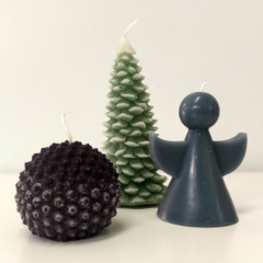Set kerstbomen kaarsen engel bol